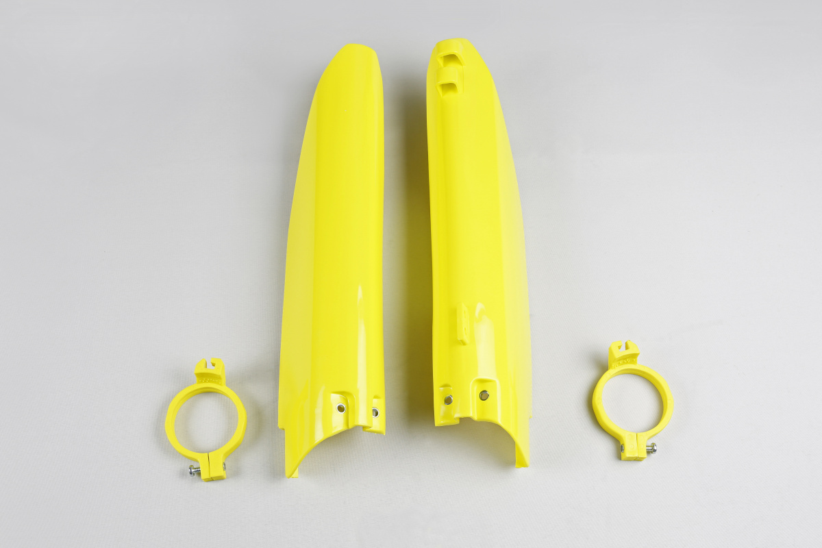 Fork Slider Protectors yellow for Suzuki RM 125 (1999-03) - RM 250 (1999-03) - REPLICA PLASTICS - SU03905-102 - Ufo Plast