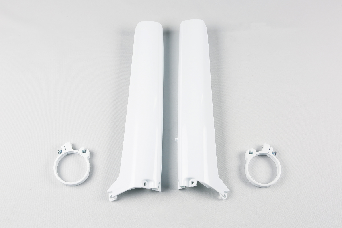 Fork Slider Protectors white for Suzuki RM 125 (1992-95) - RM 250 (1992-95) - REPLICA PLASTICS - SU02943-041 - Ufo Plast