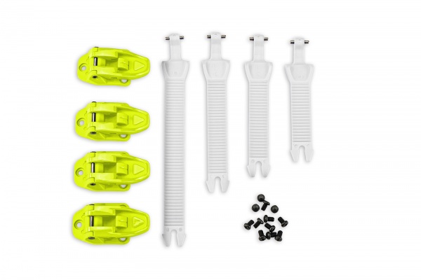 Strap buckle kit for motocross boots white and neon yellow - Boots spare parts - BR040-WD - UFO Plast
