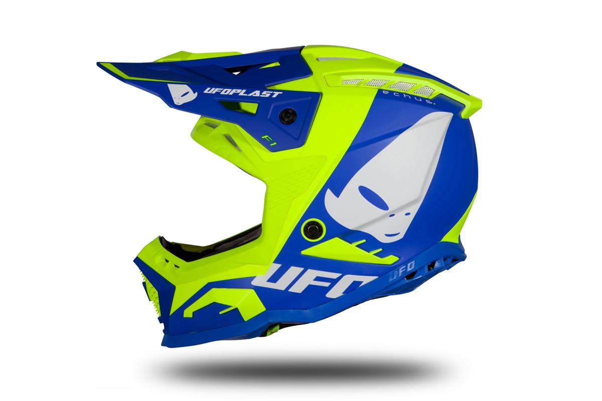 Motocross helmet Echus blue and neon yellow matt - Home - HE169 - Ufo Plast