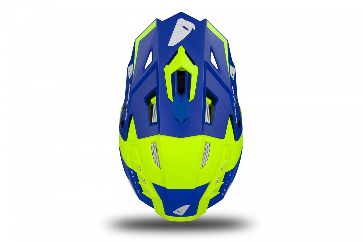 Motocross helmet Echus blue and neon yellow matt - Home - HE169 - UFO Plast