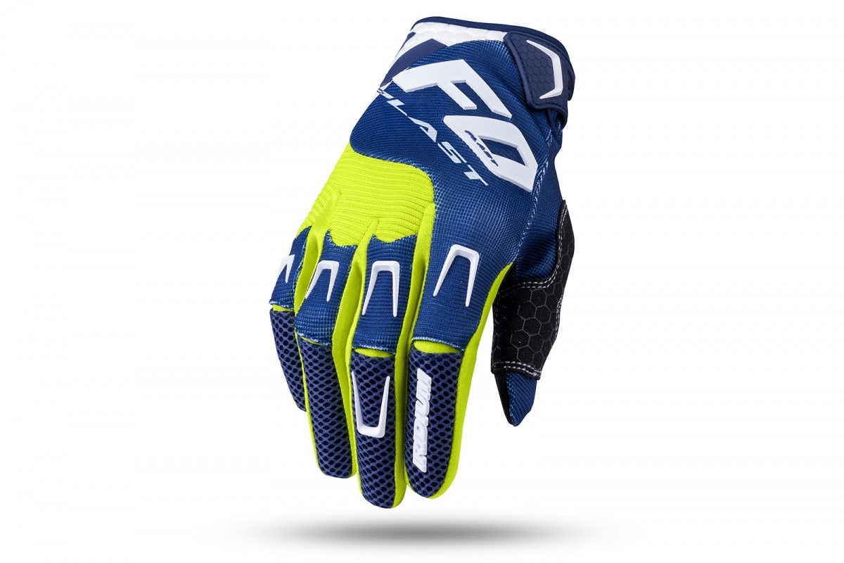 MOTOCROSS IRIDIUM GLOVES BLUE AND NEON YELLOW - Gloves - GU04478-NDFL - UFO Plast