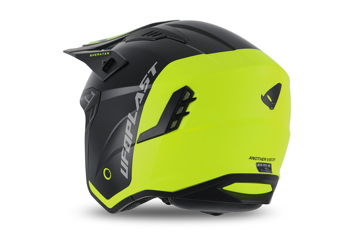 Sheratan cross jet helmet neon yellow and black